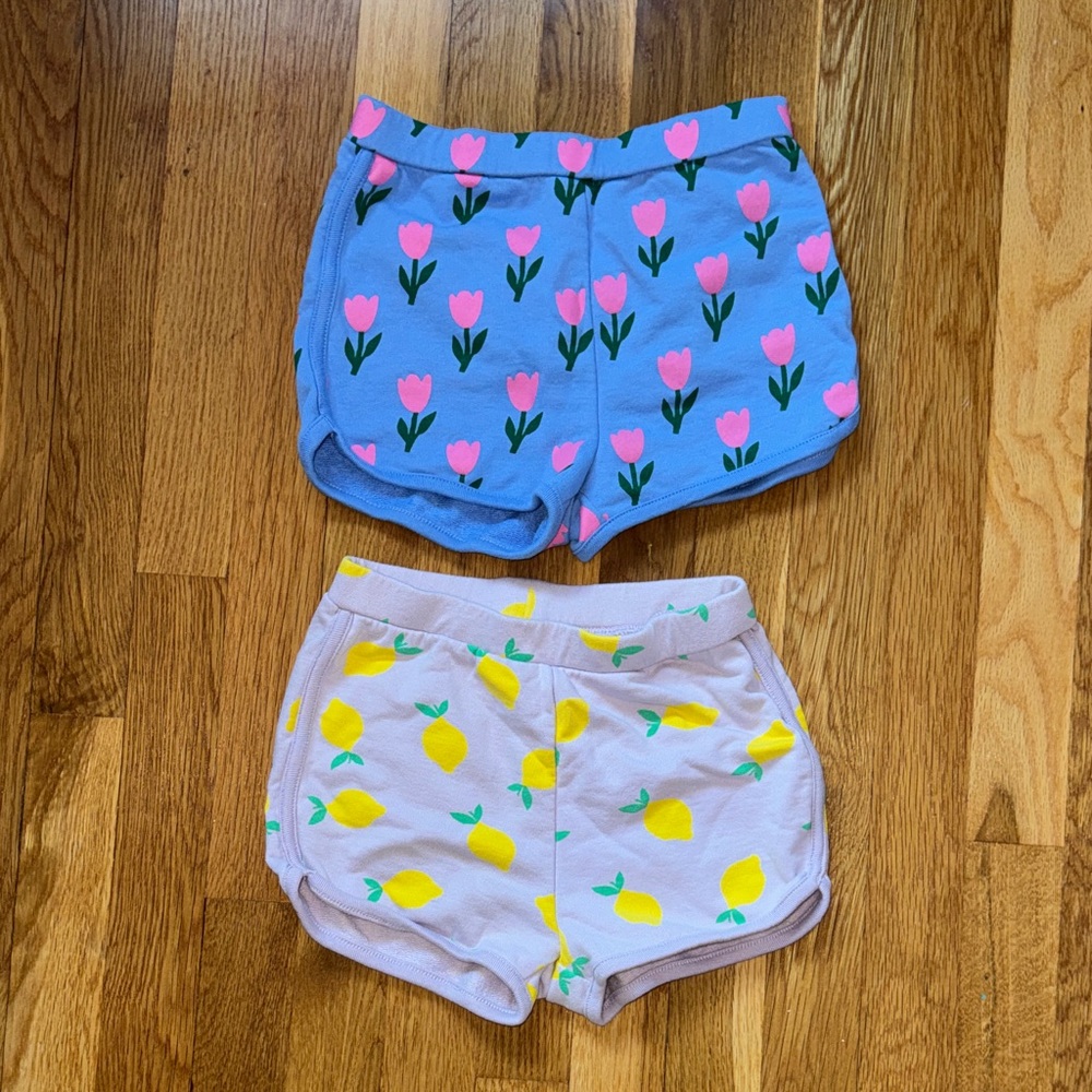 Hanna Andersson Pink Tulip Blue Shorts & Yellow Lemon Lilac Shorts